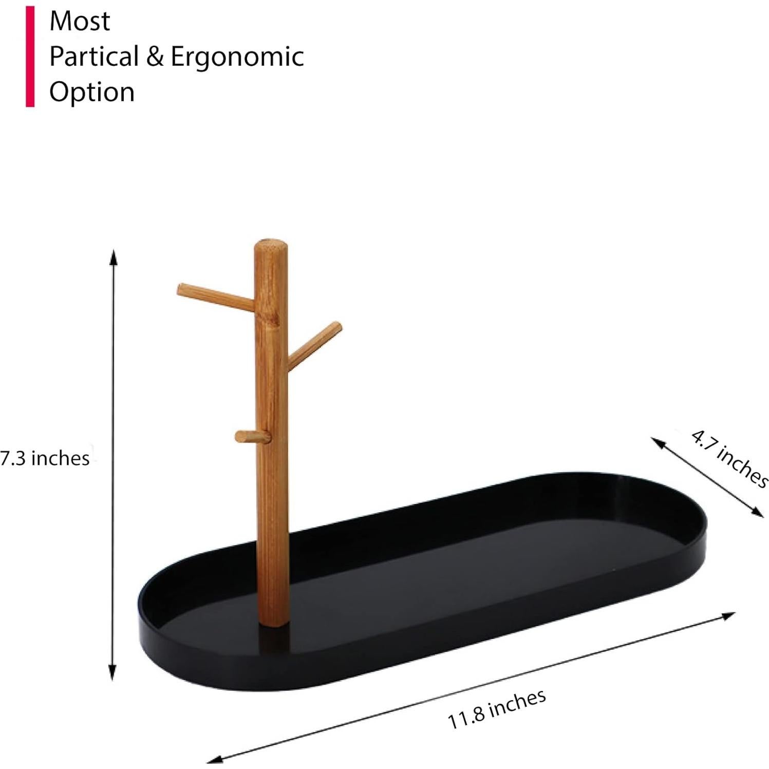 Bandeja de Joyería Shinpuru Ovalada Negra con Organizador Colgante