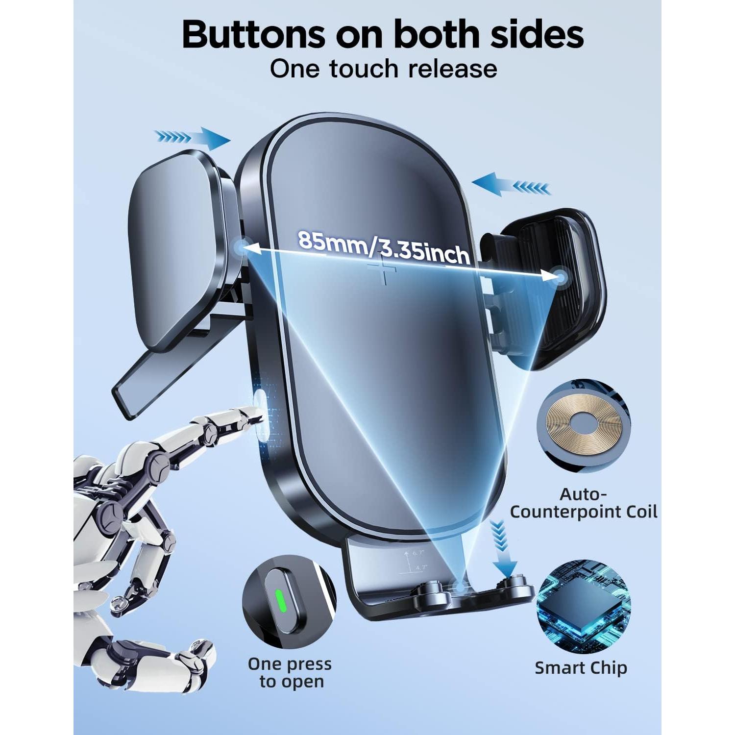 Cargador Inalámbrico para Auto Lekente 15W con Soporte Automático