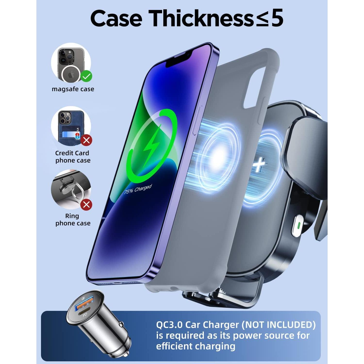 Cargador Inalámbrico para Auto Lekente 15W con Soporte Automático