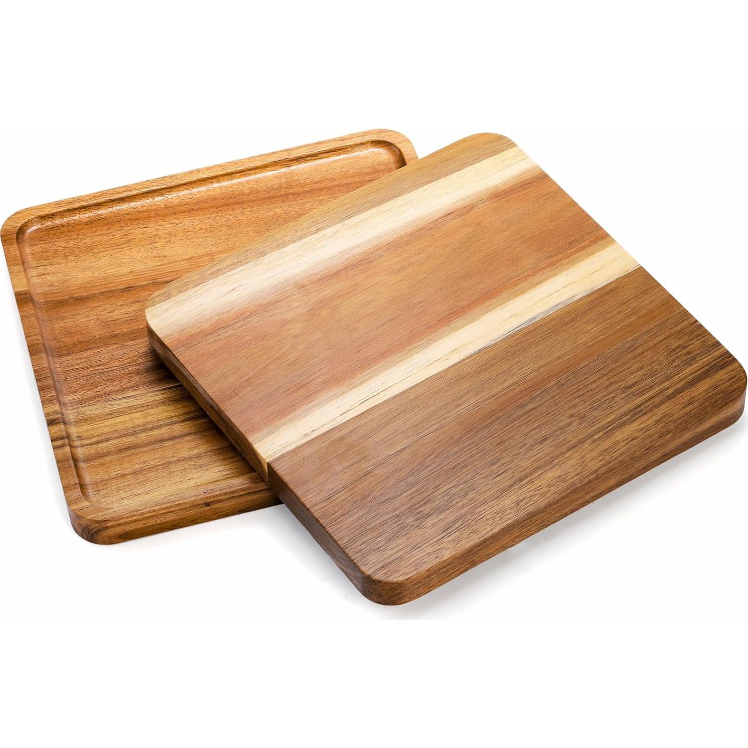 Bandeja de Servir Cuadrada de Madera de Acacia Elsjoy - 2 Piezas