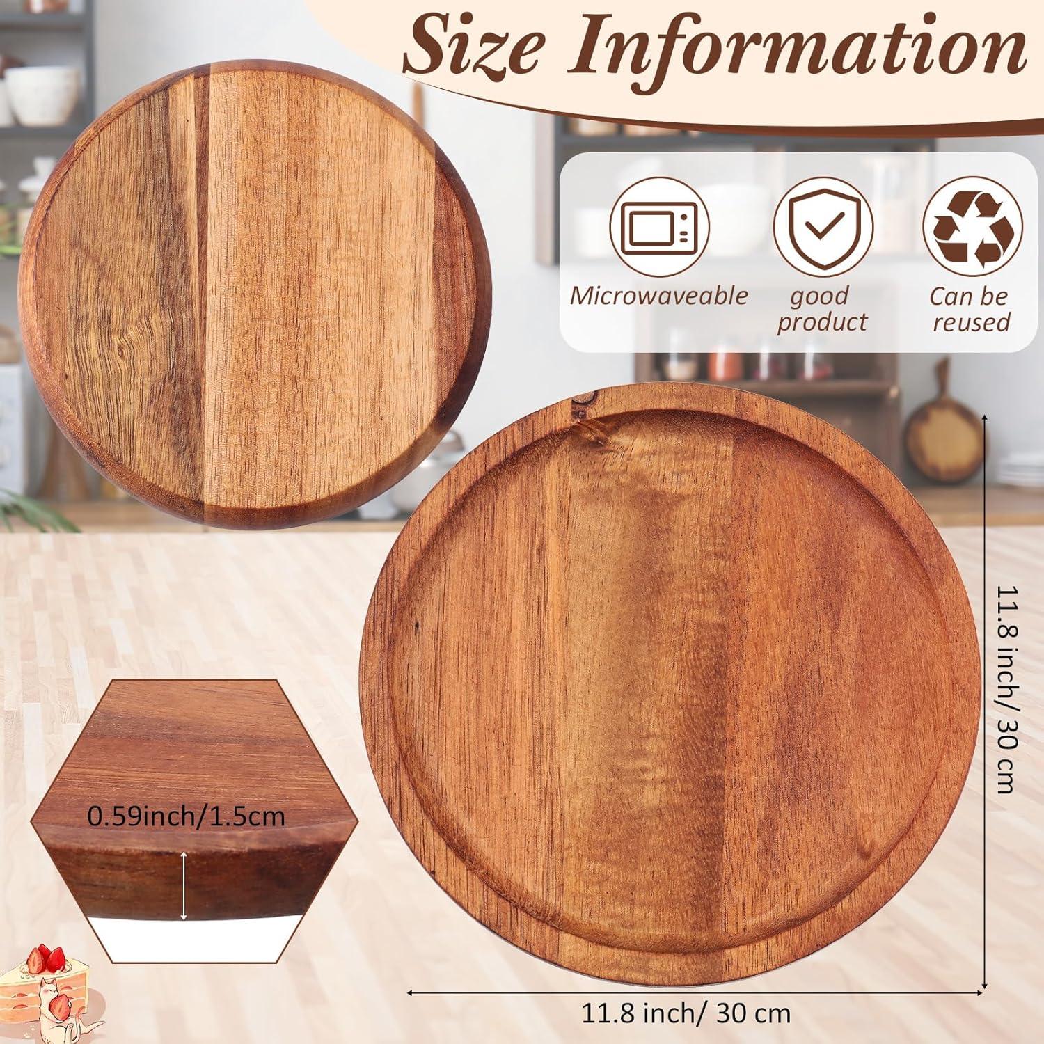 Juego de 16 Platos de Madera de Acacia Dandat 30 cm Redondos