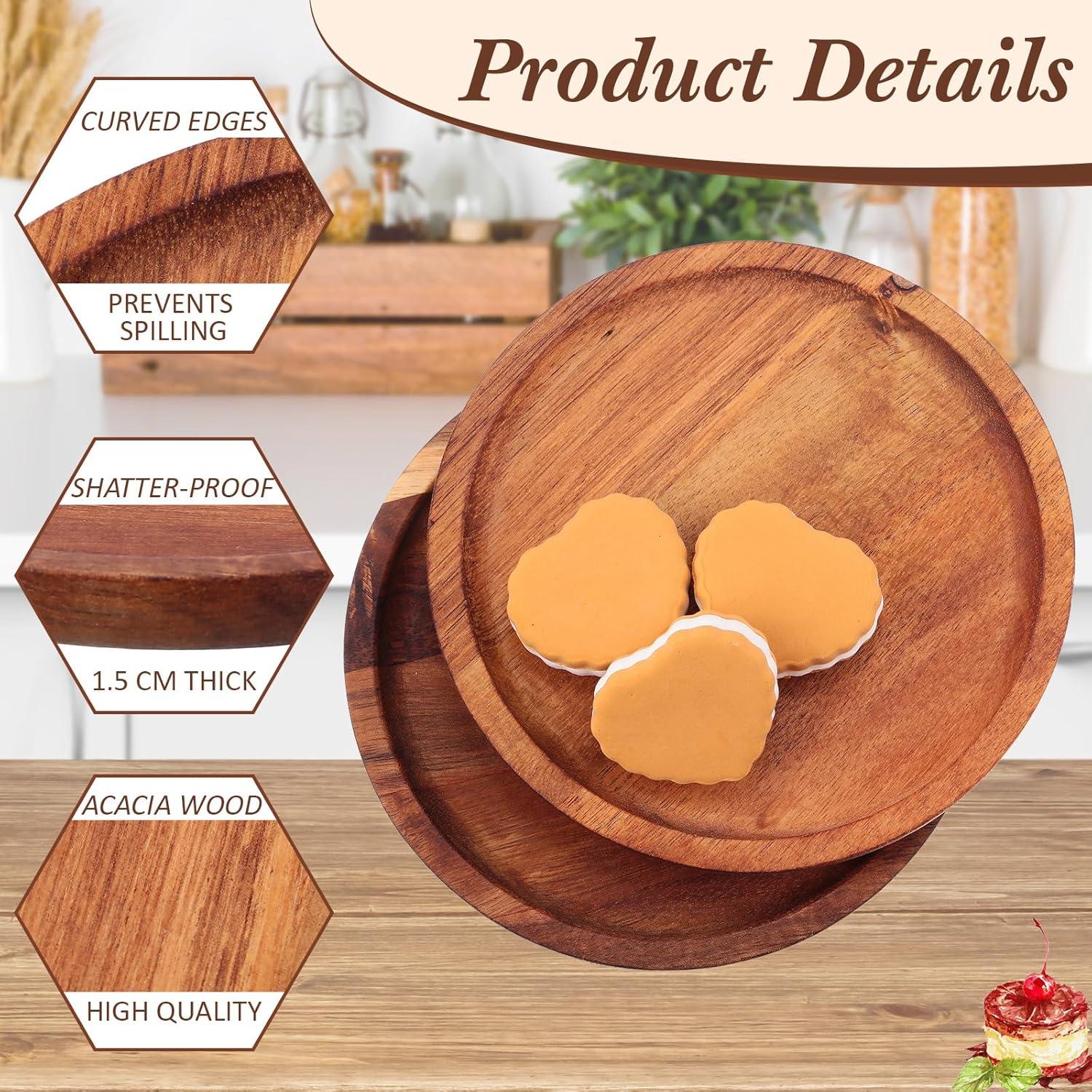 Juego de 16 Platos de Madera de Acacia Dandat 30 cm Redondos