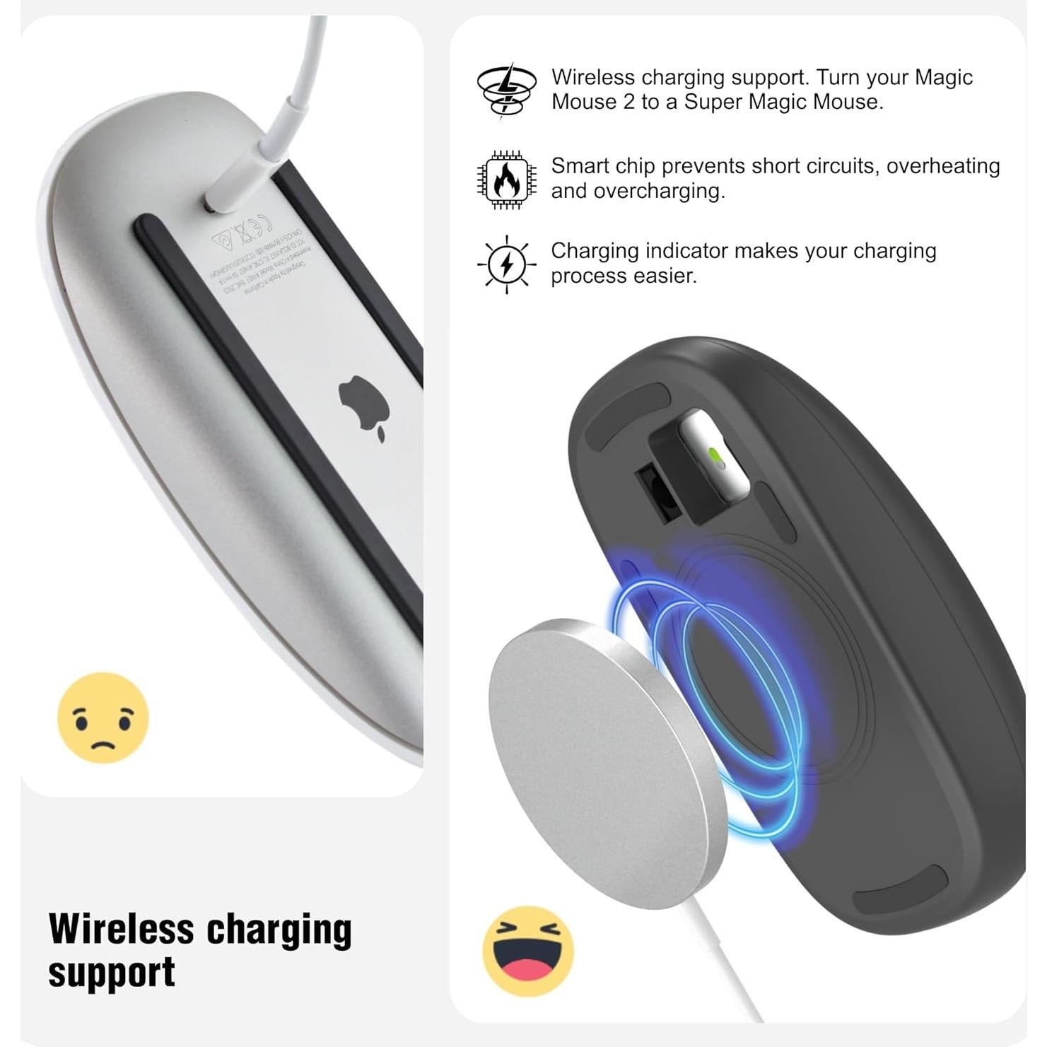 Cargador Inalámbrico TATOFY para Magic Mouse 2 USB-C Negro