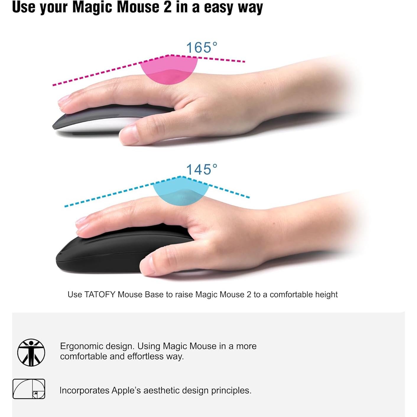 Cargador Inalámbrico TATOFY para Magic Mouse 2 USB-C Negro