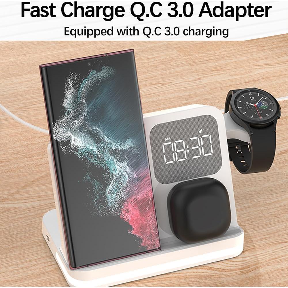 Estación de Carga Inalámbrica 3en1 IHAO B22 con Reloj Digital