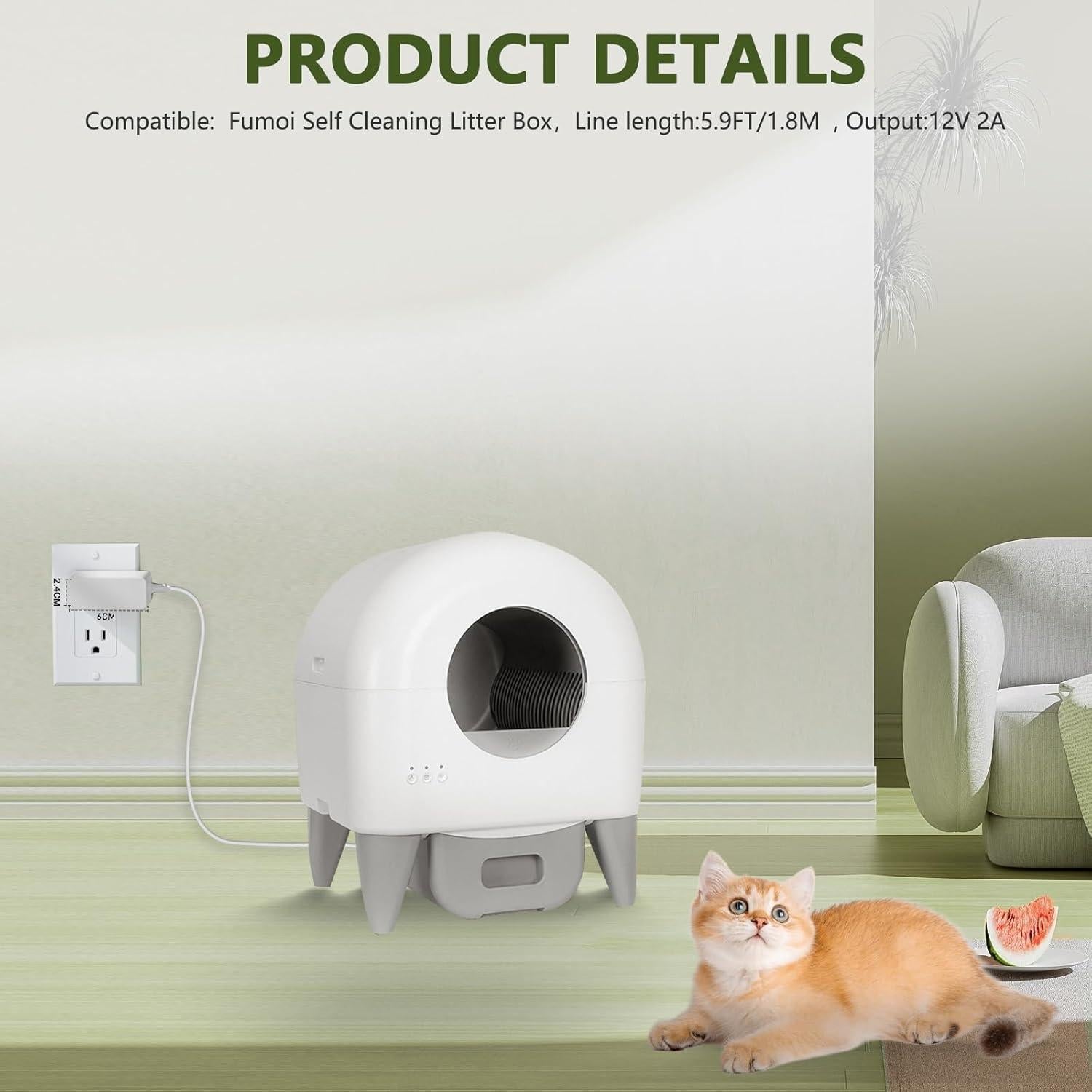 Cargador 12V Fumoi para Caja de Arena Autolimpiante 1.5A