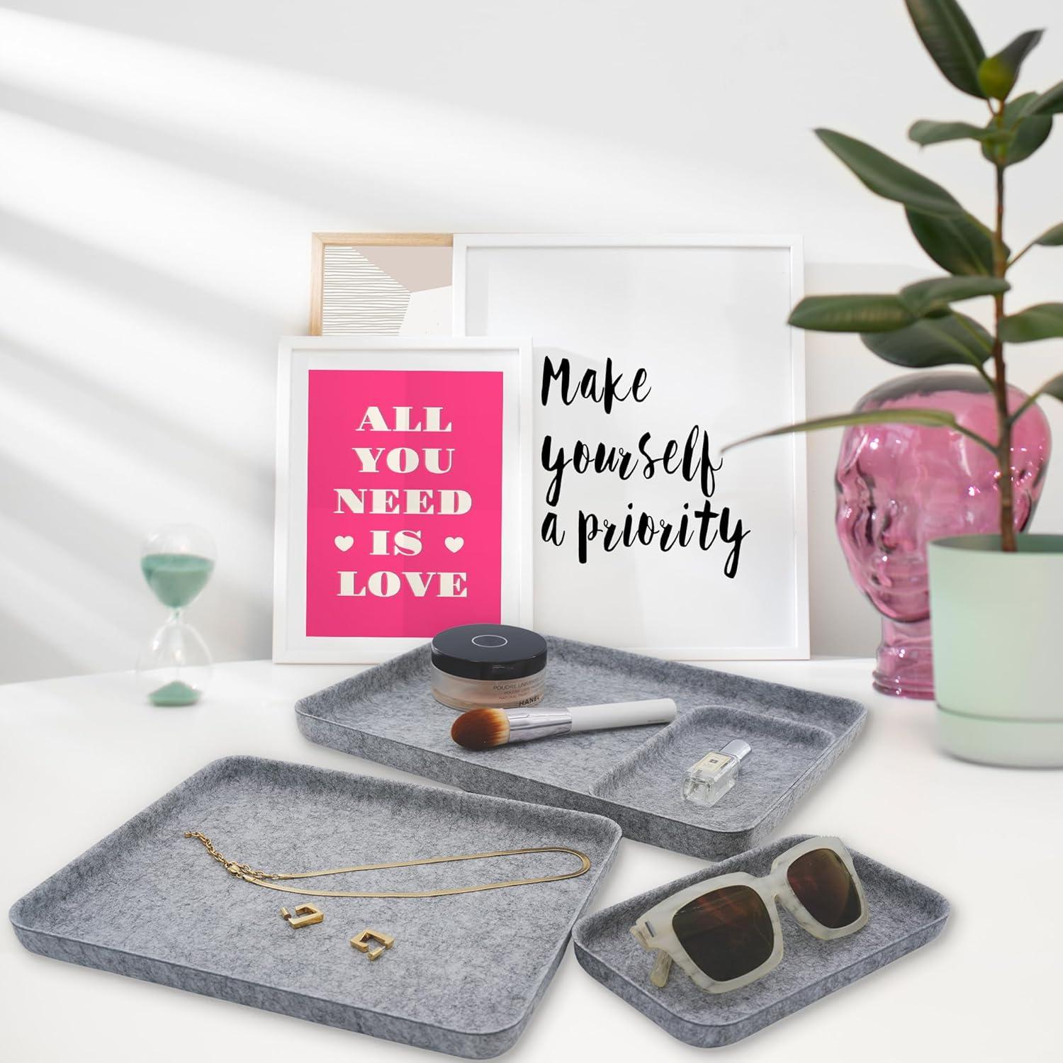 Organizador de escritorio Welaxy EDC Catchall 4 piezas fieltro gris