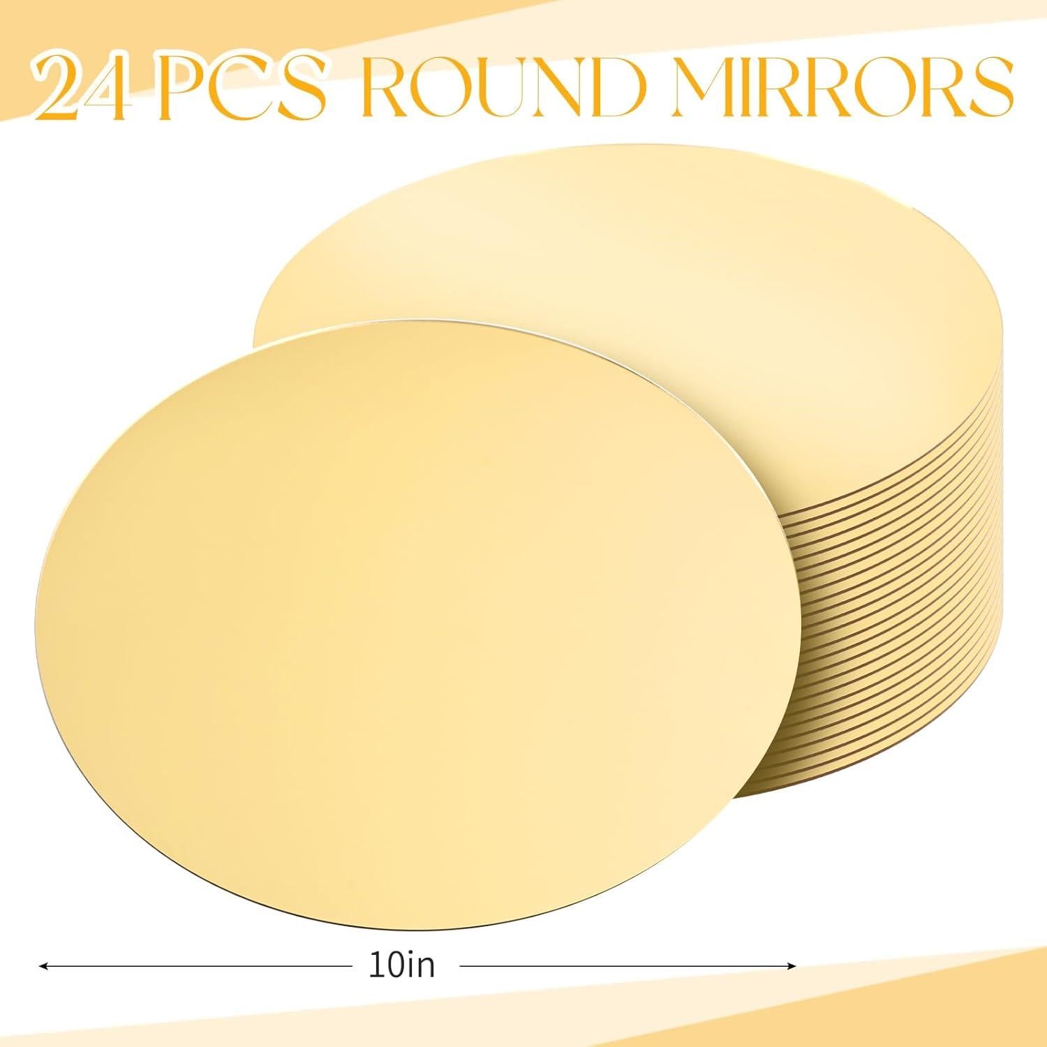 Juego de 24 Espejos Redondos YMHPRIDE 25.4 cm Dorado