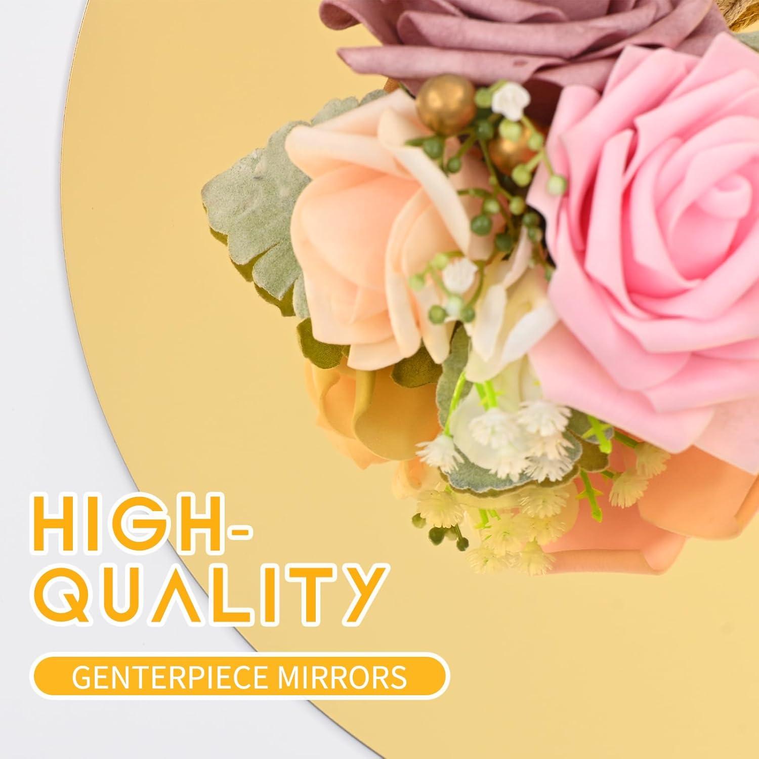 Juego de 24 Espejos Redondos YMHPRIDE 25.4 cm Dorado