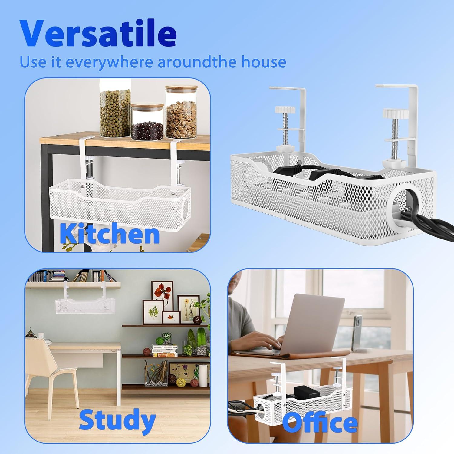 Bandeja de Gestión de Cables Metálica QUELIEN - Blanco - 34x11.9 cm