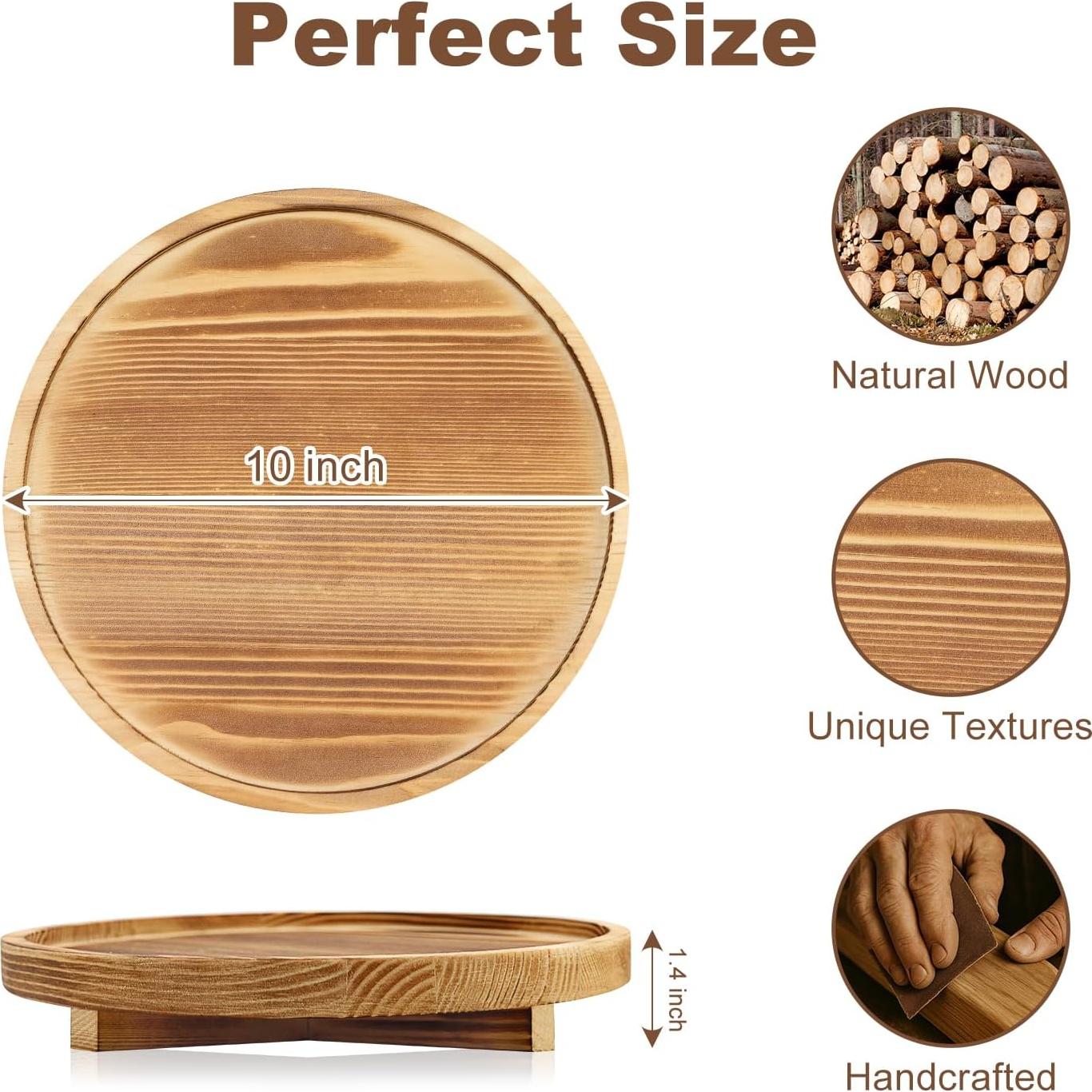 Bandeja Redonda de Madera Renawe 25.4 cm Decorativa