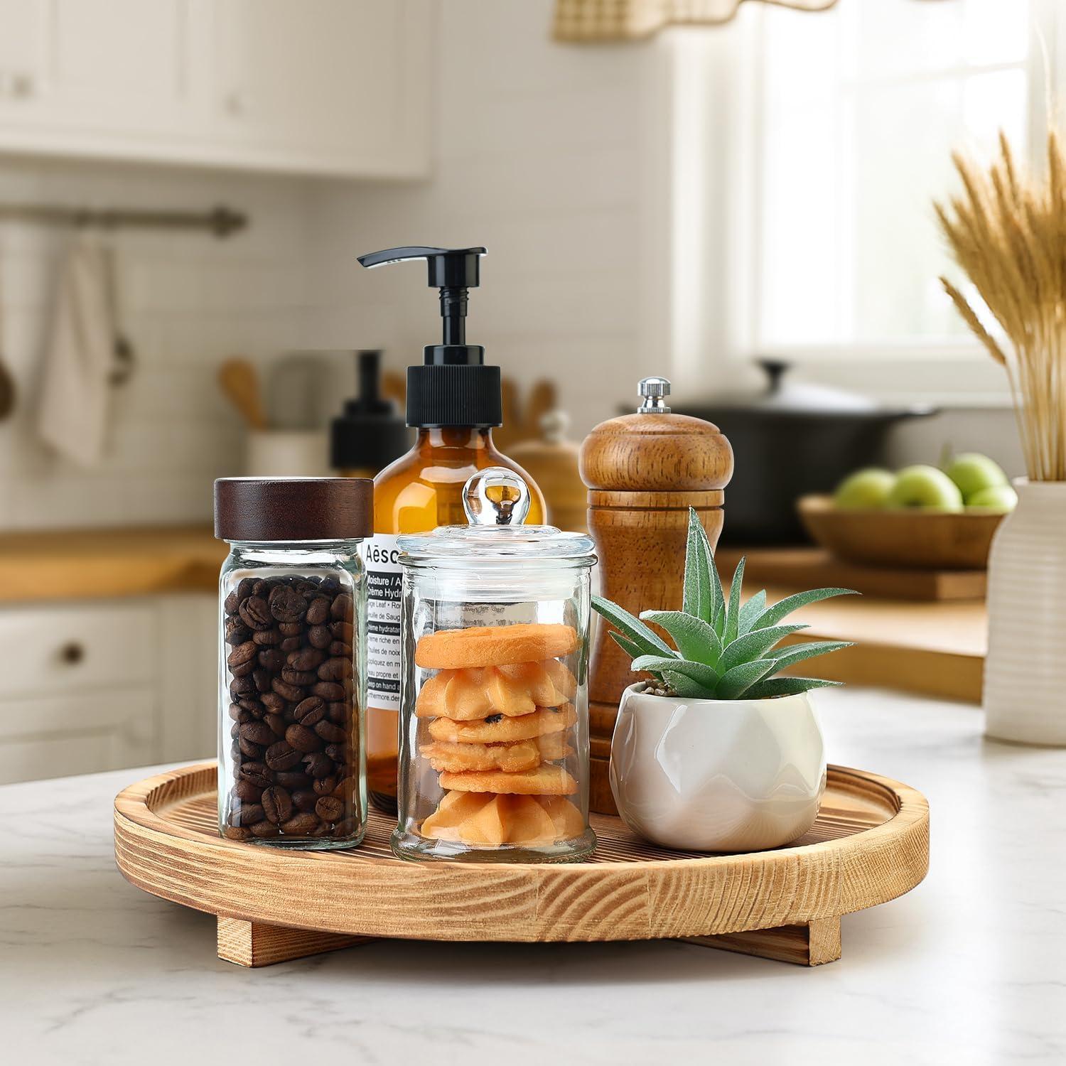 Bandeja Redonda de Madera Renawe 25.4 cm Decorativa