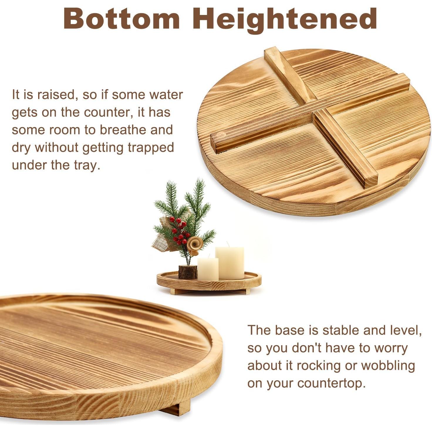 Bandeja Redonda de Madera Renawe 25.4 cm Decorativa