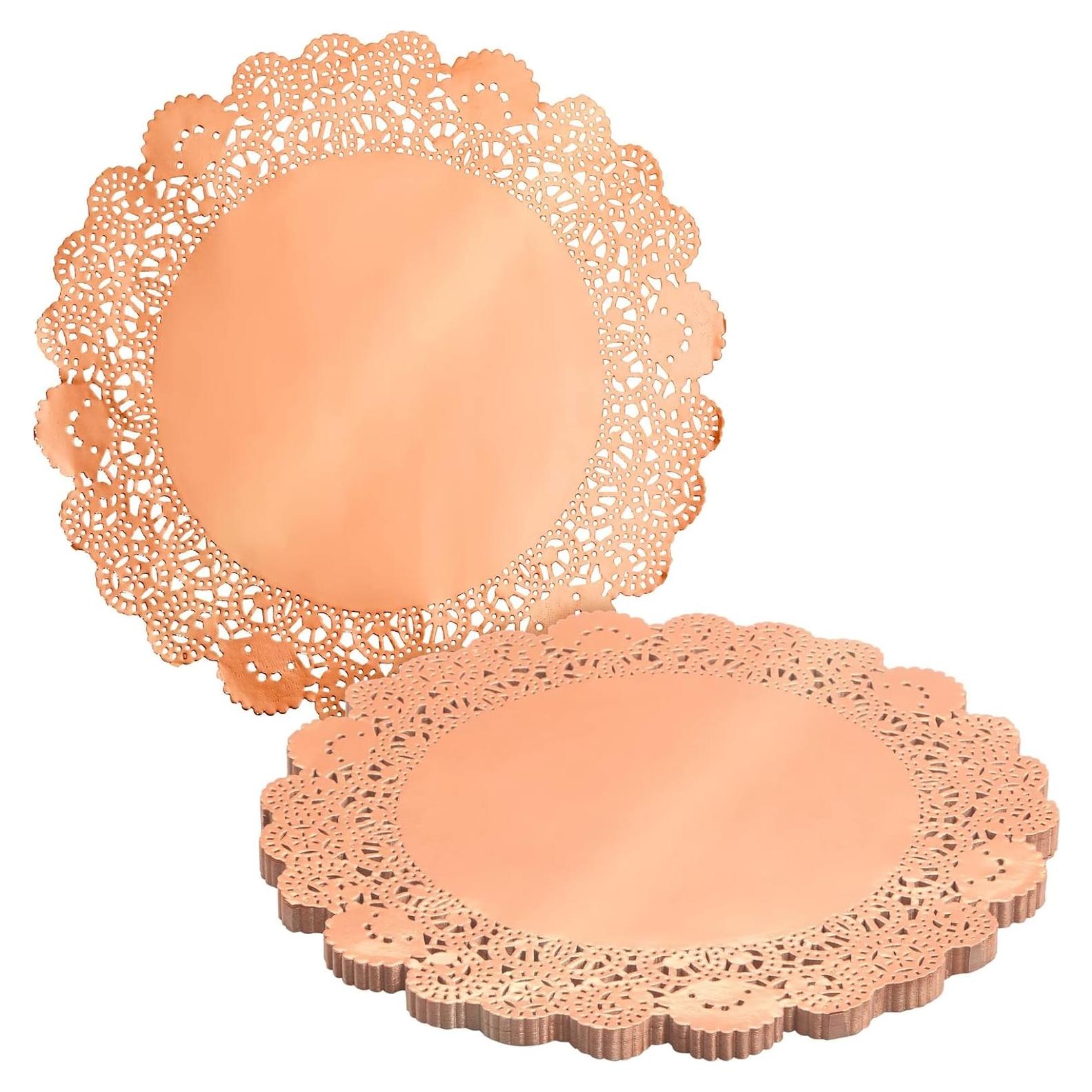 Juvale 100 Manteles Individuales Cobre Rosa 25.4 cm Redondos