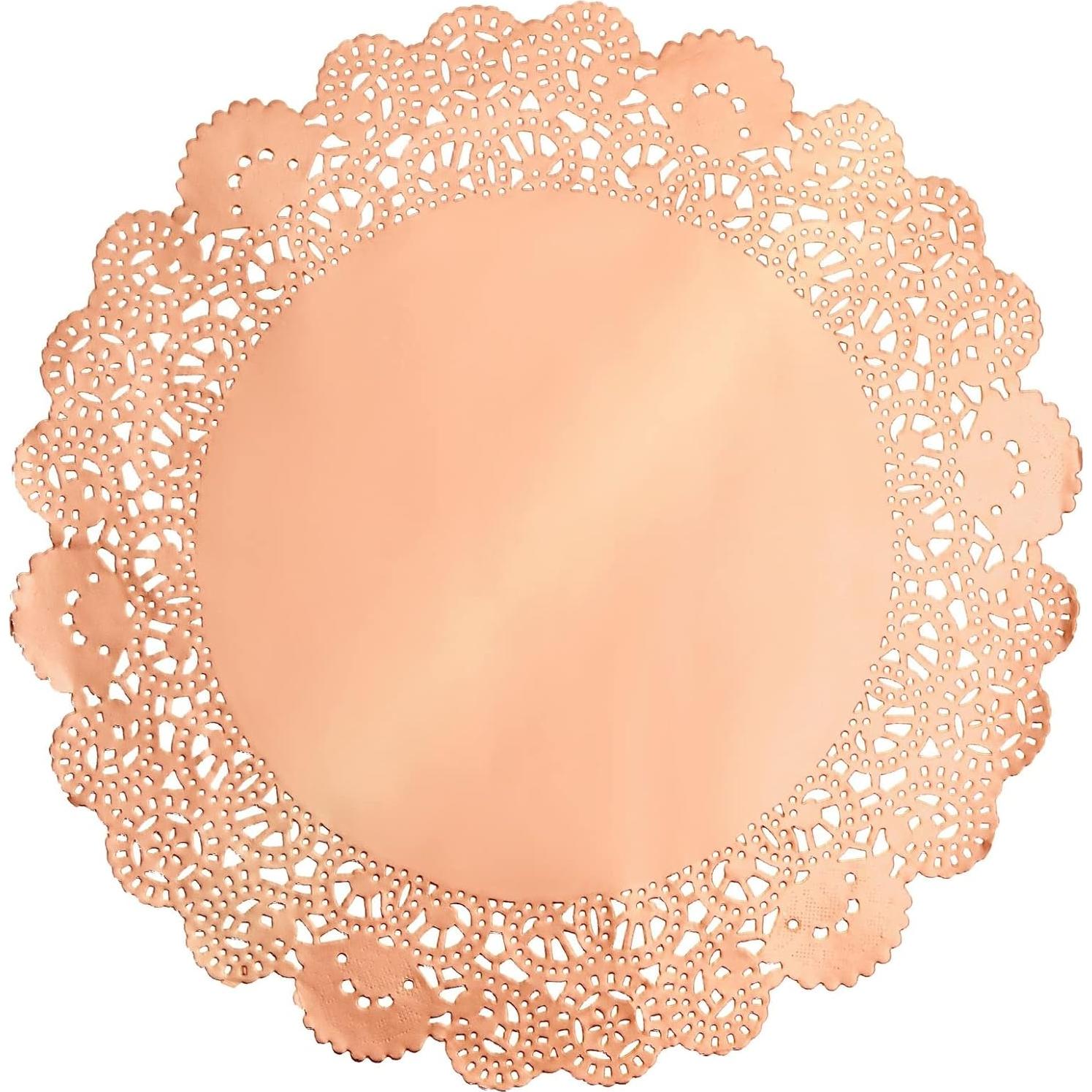 Juvale 100 Manteles Individuales Cobre Rosa 25.4 cm Redondos