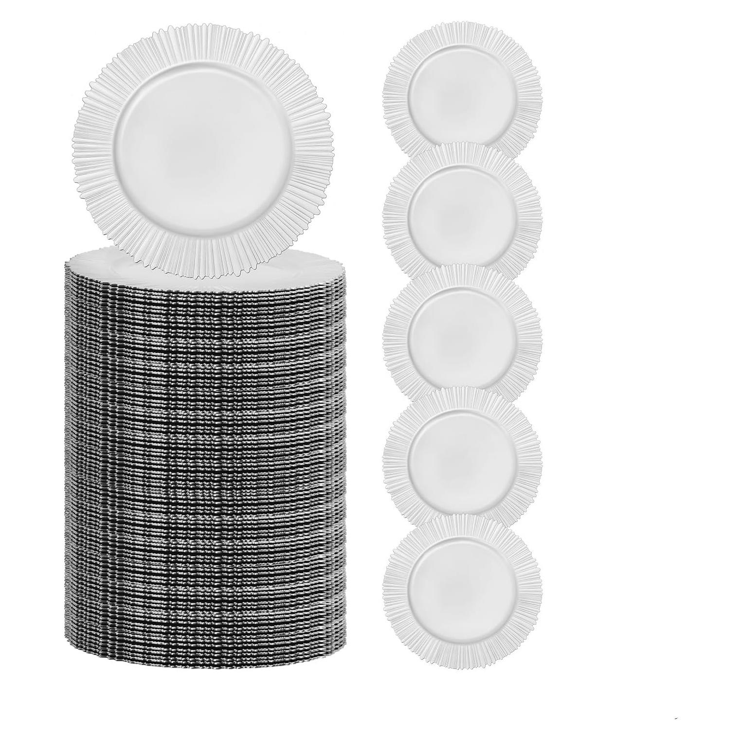 Set de 100 Platos Cargadores Redondos NEATOOM 33 cm Plata