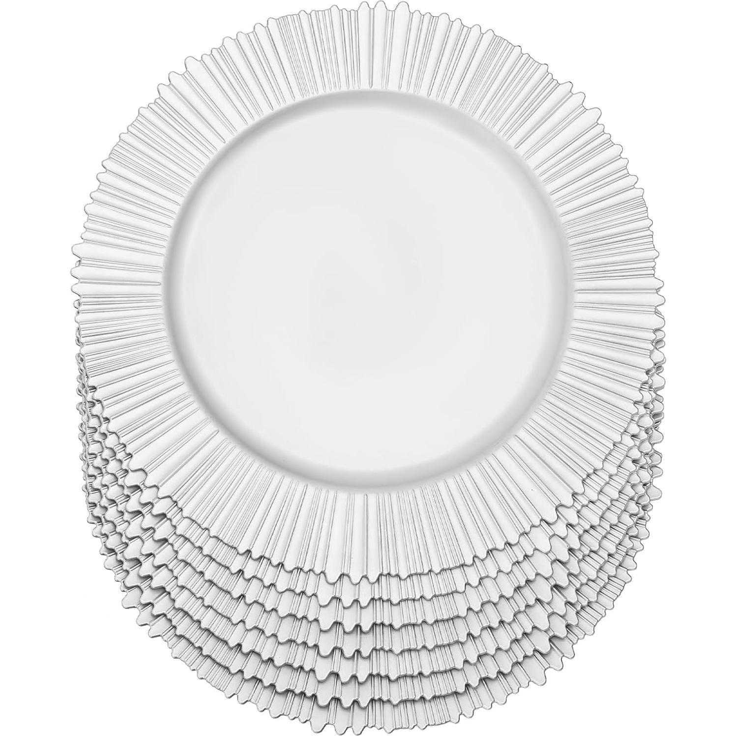 Set de 100 Platos Cargadores Redondos NEATOOM 33 cm Plata