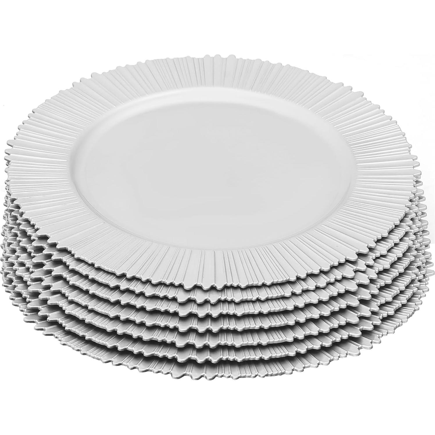 Set de 100 Platos Cargadores Redondos NEATOOM 33 cm Plata