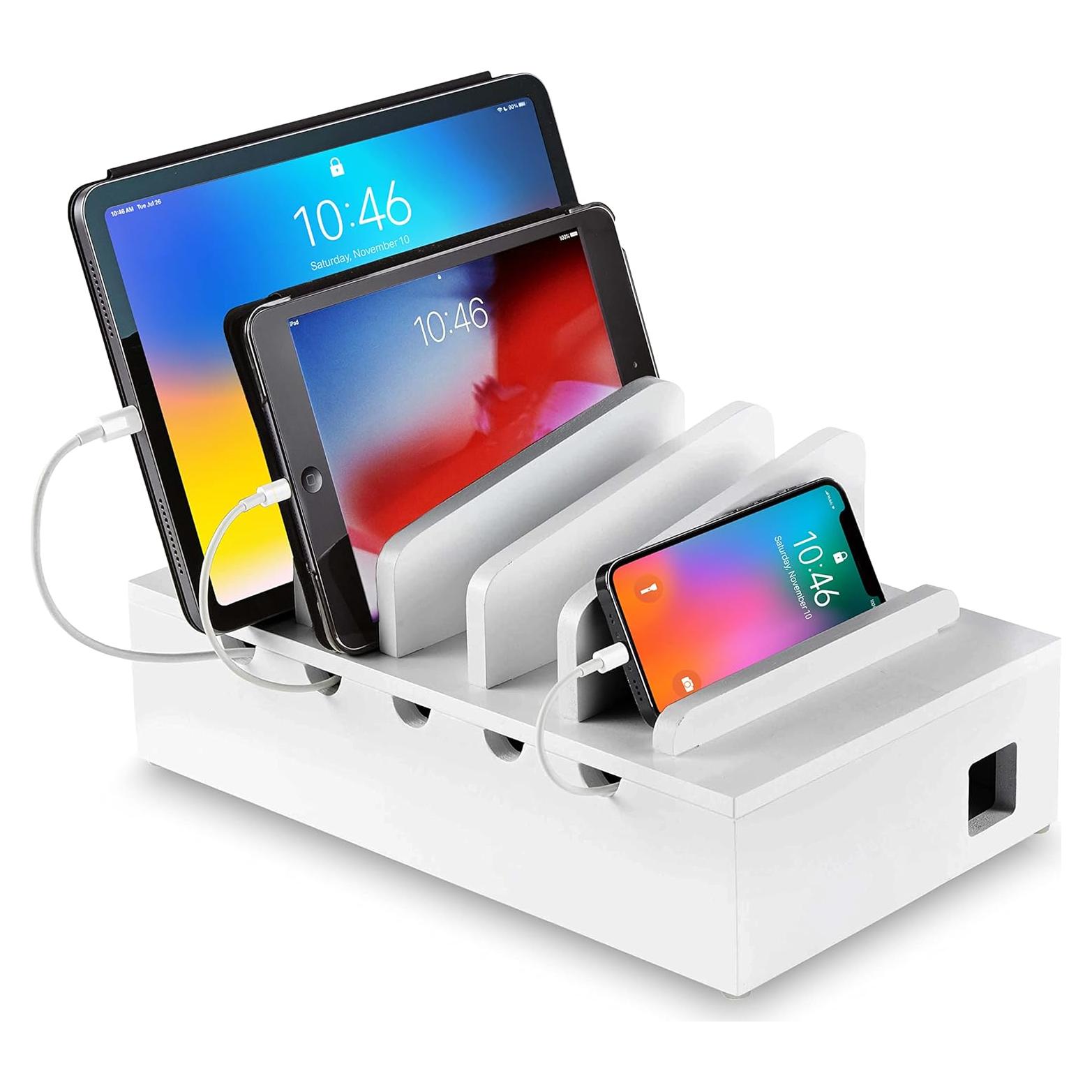 Estación de Carga de Madera Bambú Innovaciones Modernas Blanco