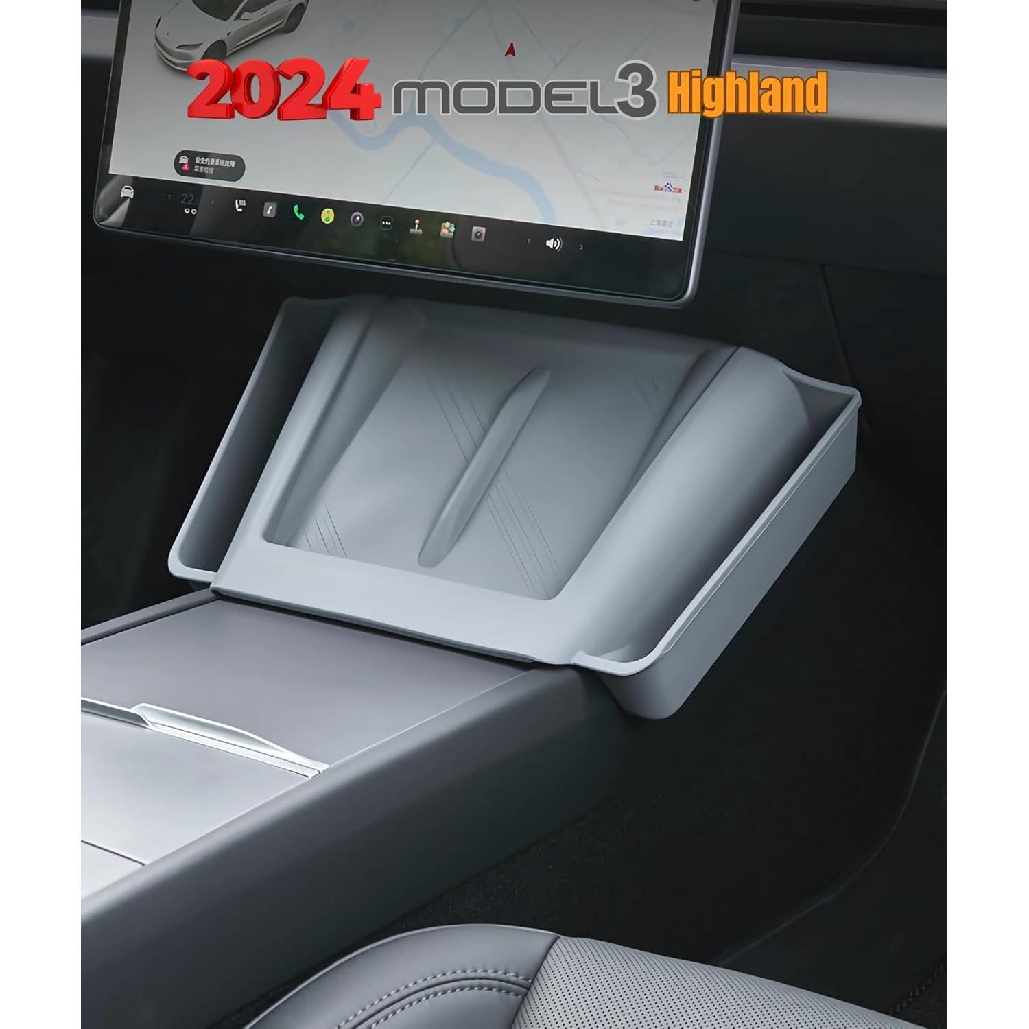 Organizador de Consola Central Tesla Model 3 Highland 2024 Gris