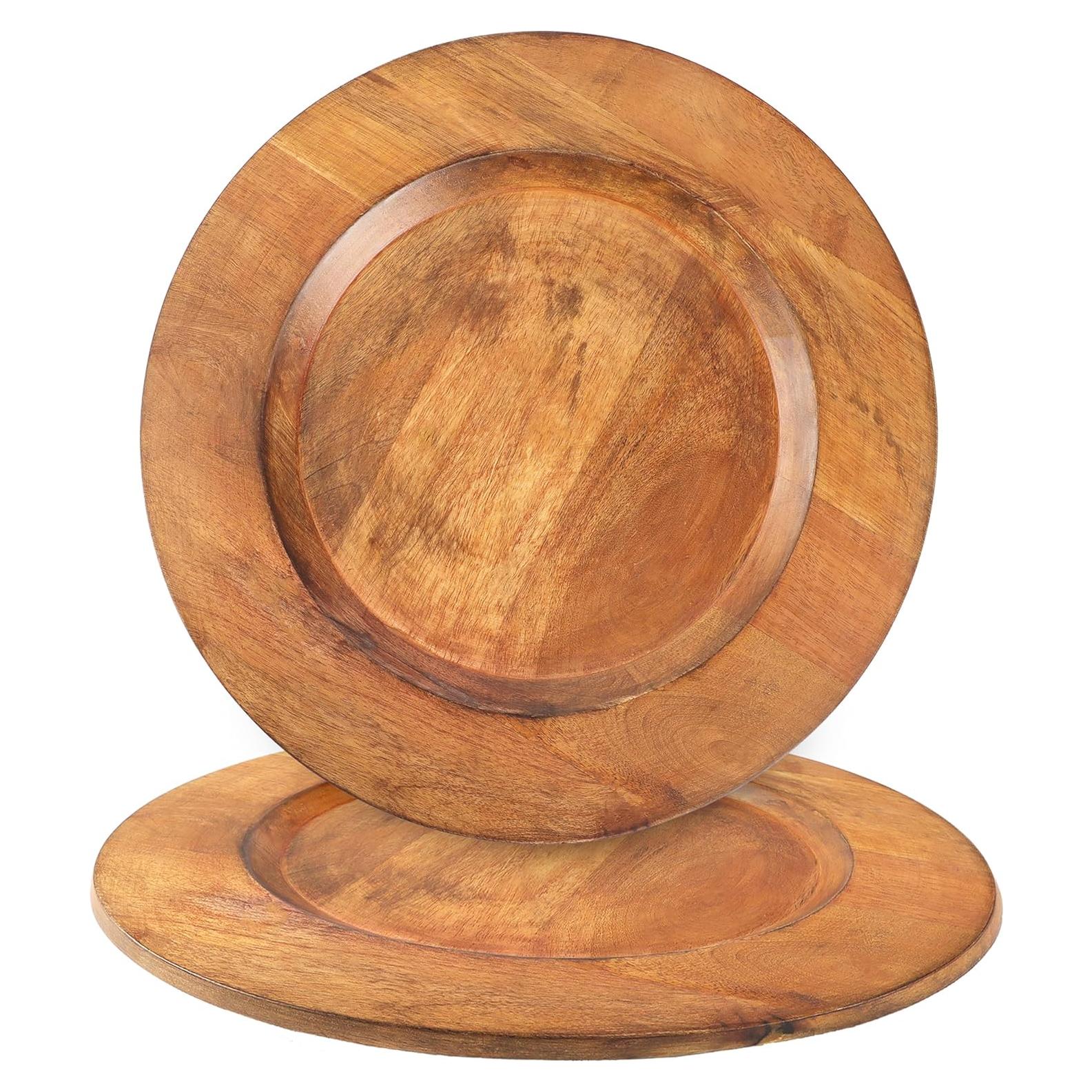 Conjunto de 2 Platos Cargadores de Madera Alpha 33 cm