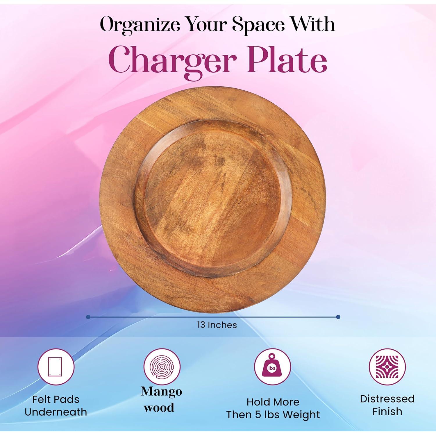 Conjunto de 2 Platos Cargadores de Madera Alpha 33 cm