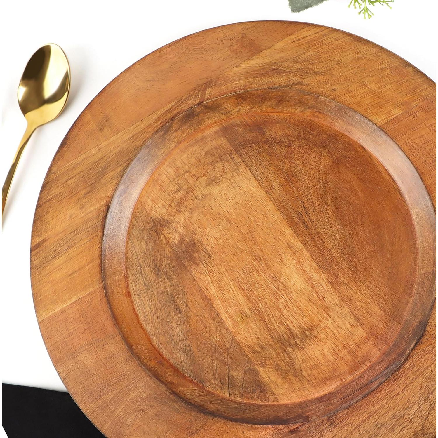 Conjunto de 2 Platos Cargadores de Madera Alpha 33 cm