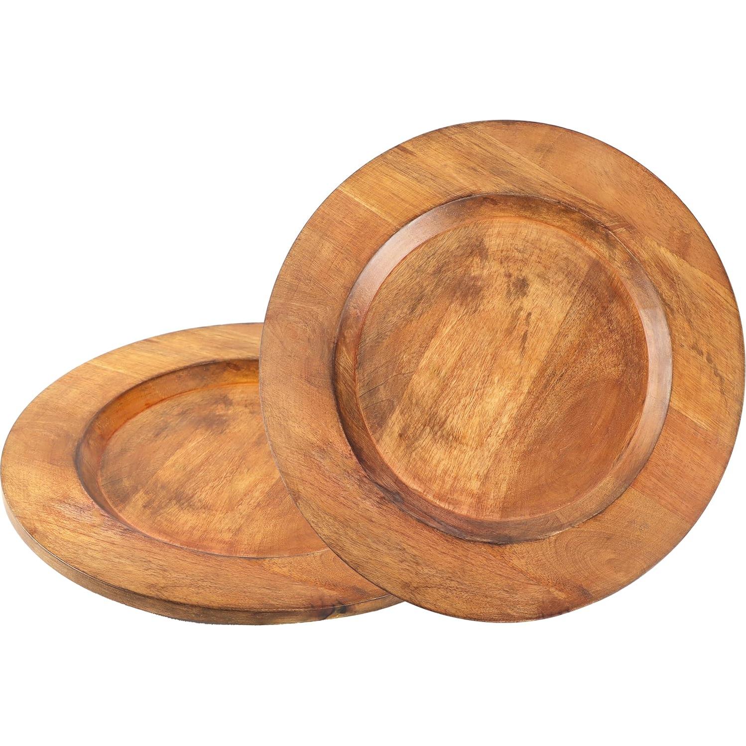 Conjunto de 2 Platos Cargadores de Madera Alpha 33 cm