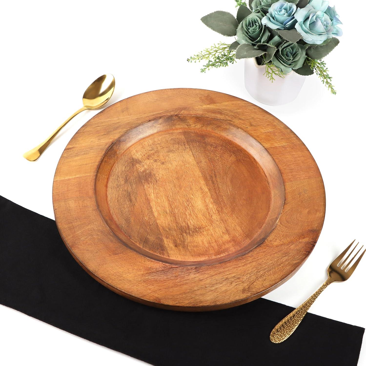 Conjunto de 2 Platos Cargadores de Madera Alpha 33 cm