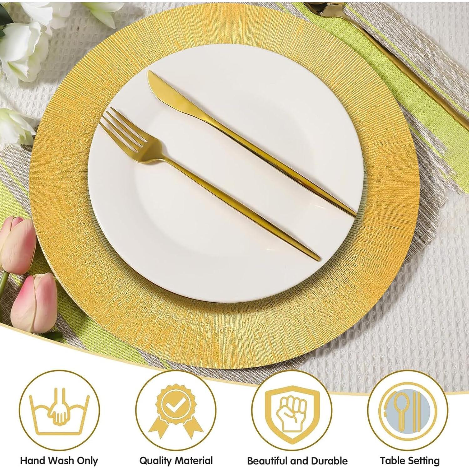 Paquete de 100 Platos Cargadores Dorados 33 cm Genérico