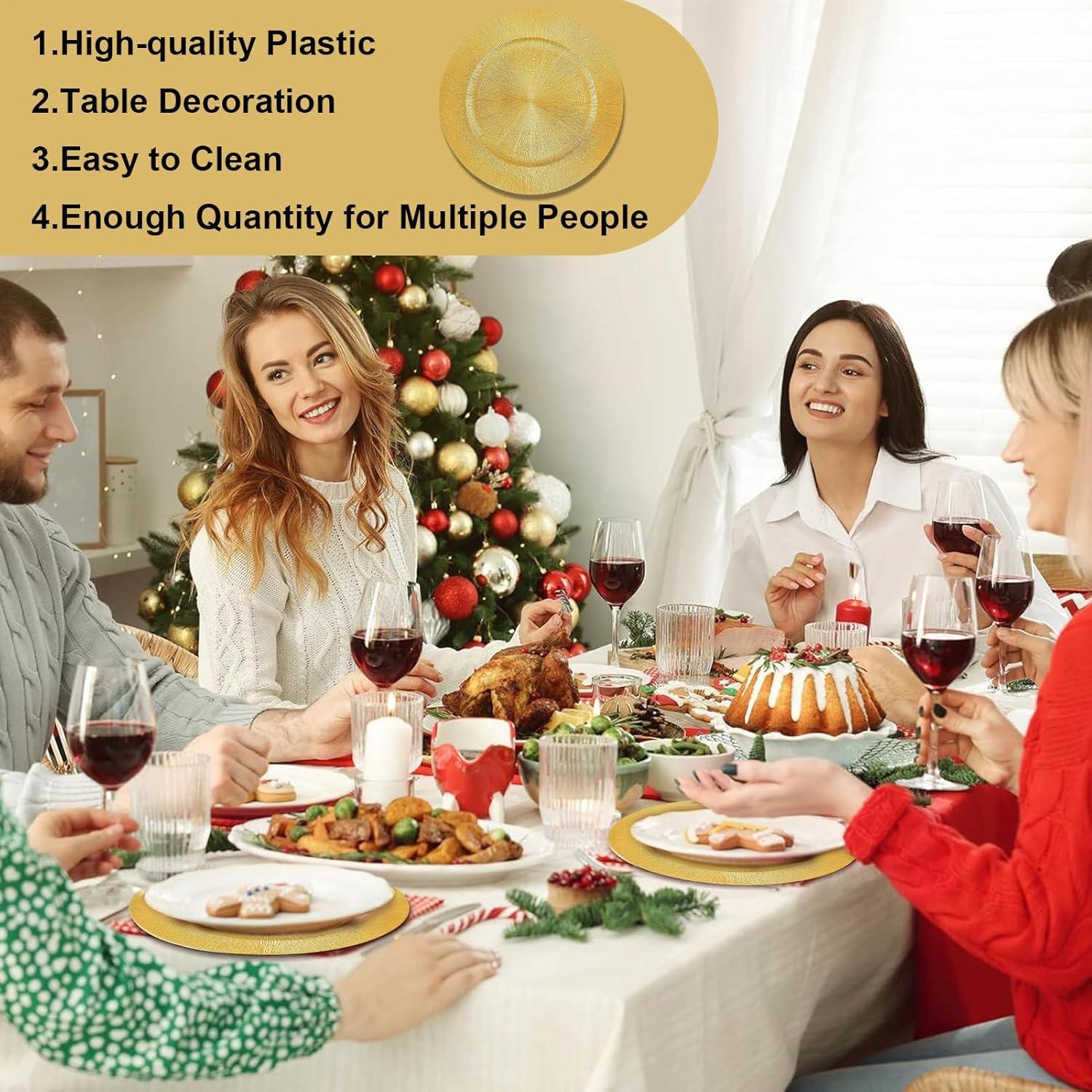 Paquete de 100 Platos Cargadores Dorados 33 cm Genérico