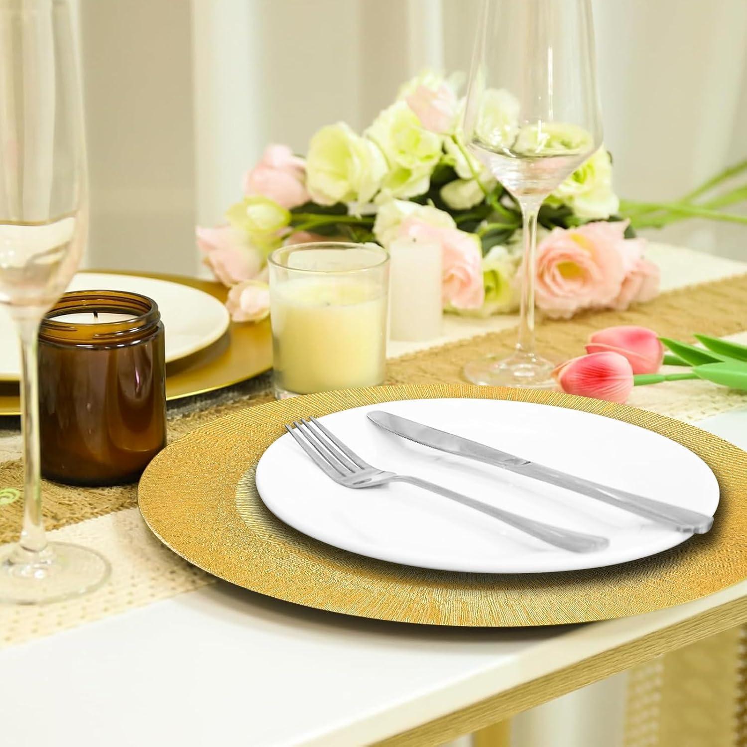 Paquete de 100 Platos Cargadores Dorados 33 cm Genérico