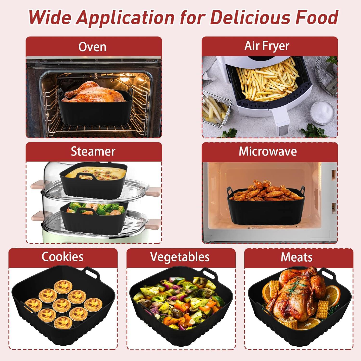 Forros de Silicona Reutilizables ZXZMZT 9 Pulgadas para Freidora de Aire