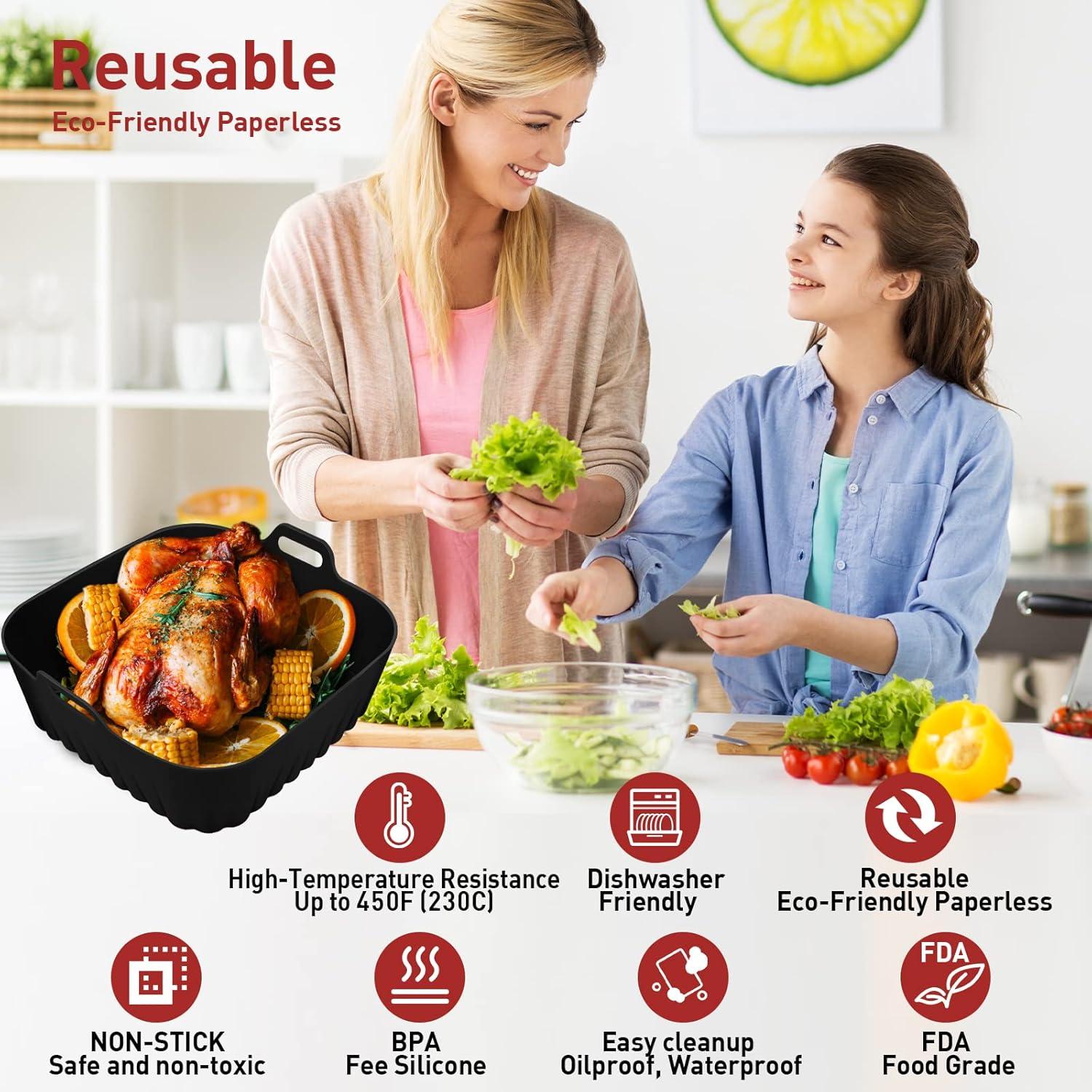 Forros de Silicona Reutilizables ZXZMZT 9 Pulgadas para Freidora de Aire