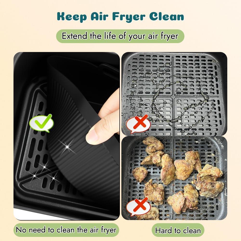 Forros de Silicona Reutilizables BYKITCHEN para Freidoras de Aire 1.89L