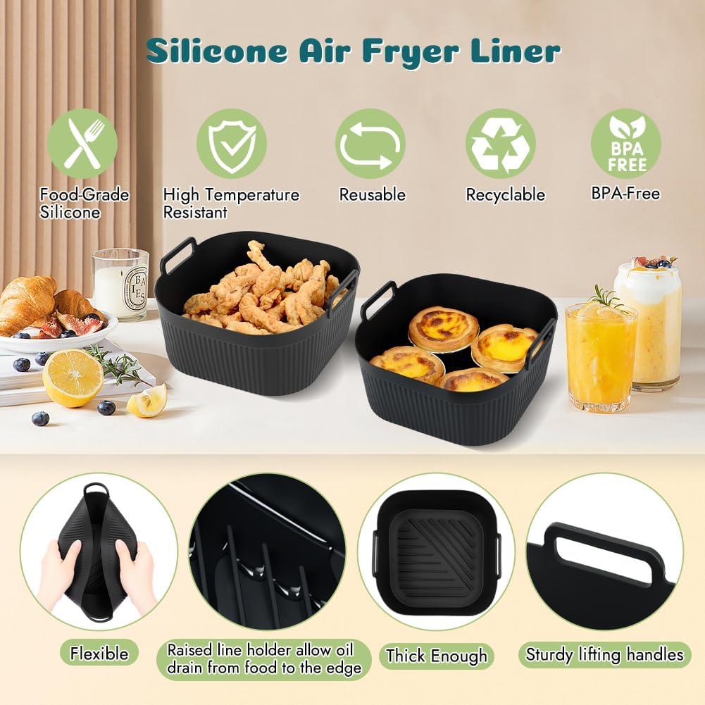 Forros de Silicona Reutilizables BYKITCHEN para Freidoras de Aire 1.89L