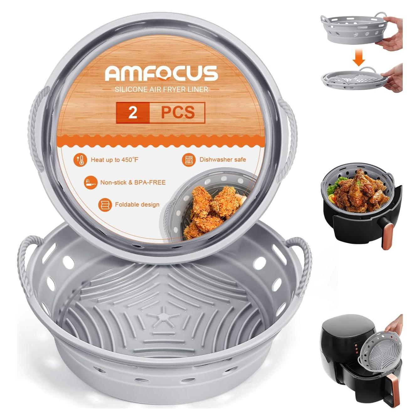 Forros de Silicona Reutilizables AMFOCUS para Freidora de Aire 21.6 cm