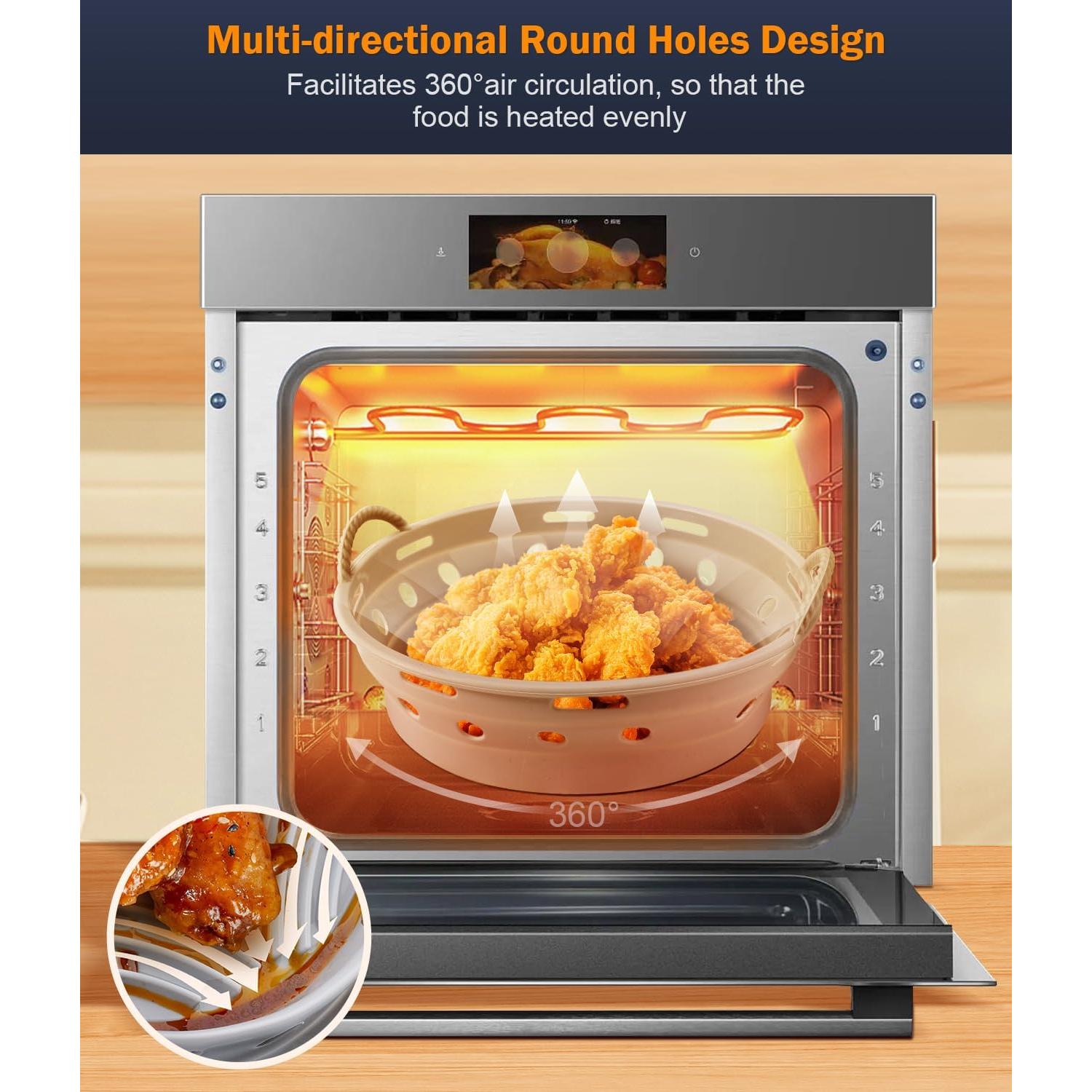 Forros de Silicona Reutilizables AMFOCUS para Freidora de Aire 21.6 cm