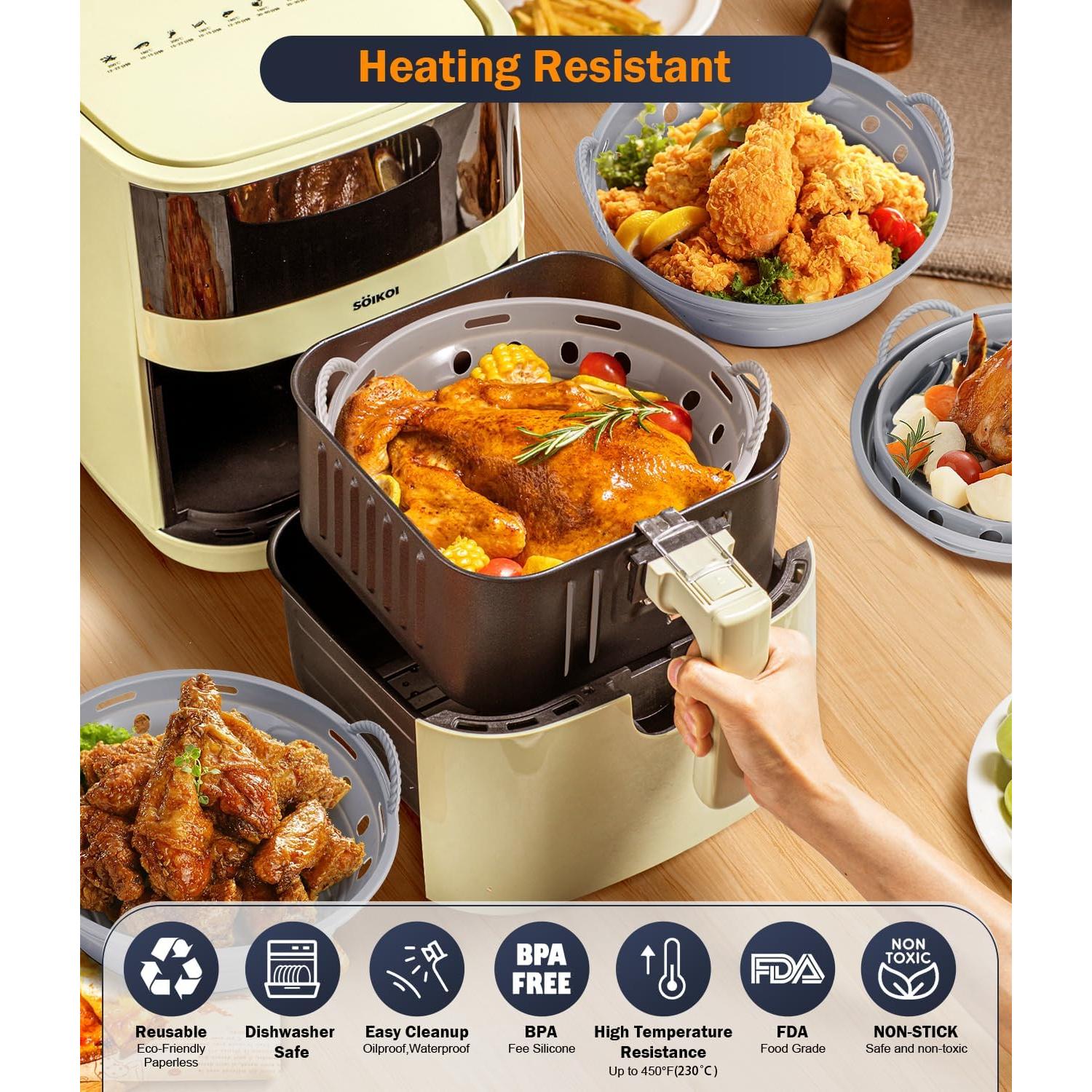 Forros de Silicona Reutilizables AMFOCUS para Freidora de Aire 21.6 cm