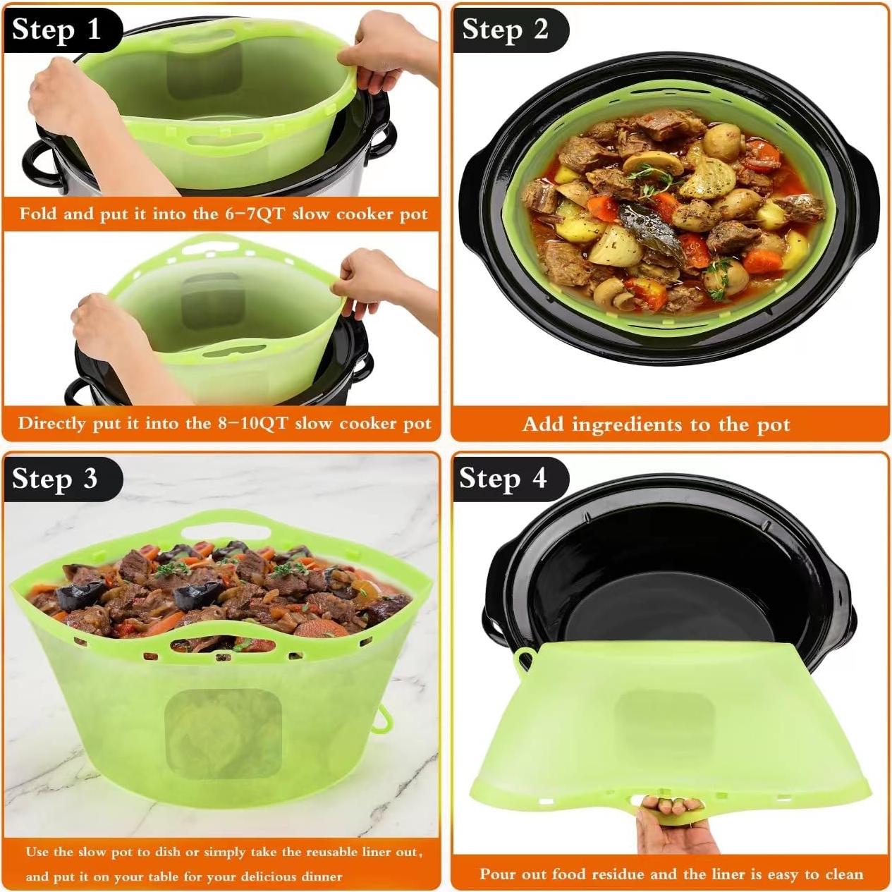 Forros de Silicona Reutilizables Ycgcp para Olla de Cocción Lenta 6-10 Qt