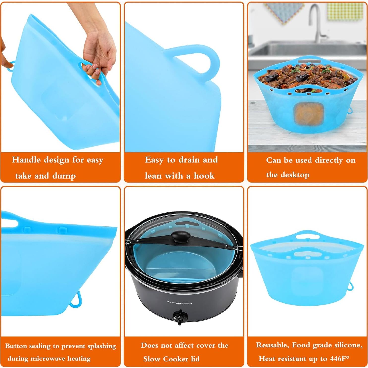 Forros de Silicona Reutilizables Ycgcp para Olla de Cocción Lenta 6-10 Qt