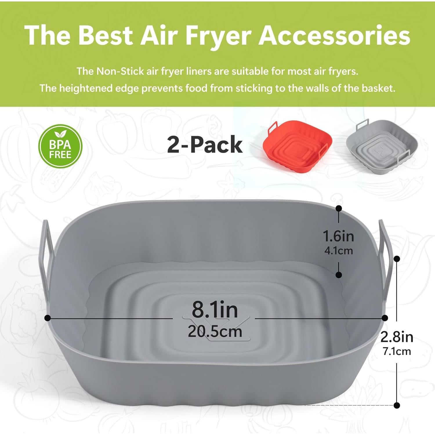 Forros de Silicona Reutilizables Li & Zhao para Freidora de Aire 20.5 cm - 2 PCS