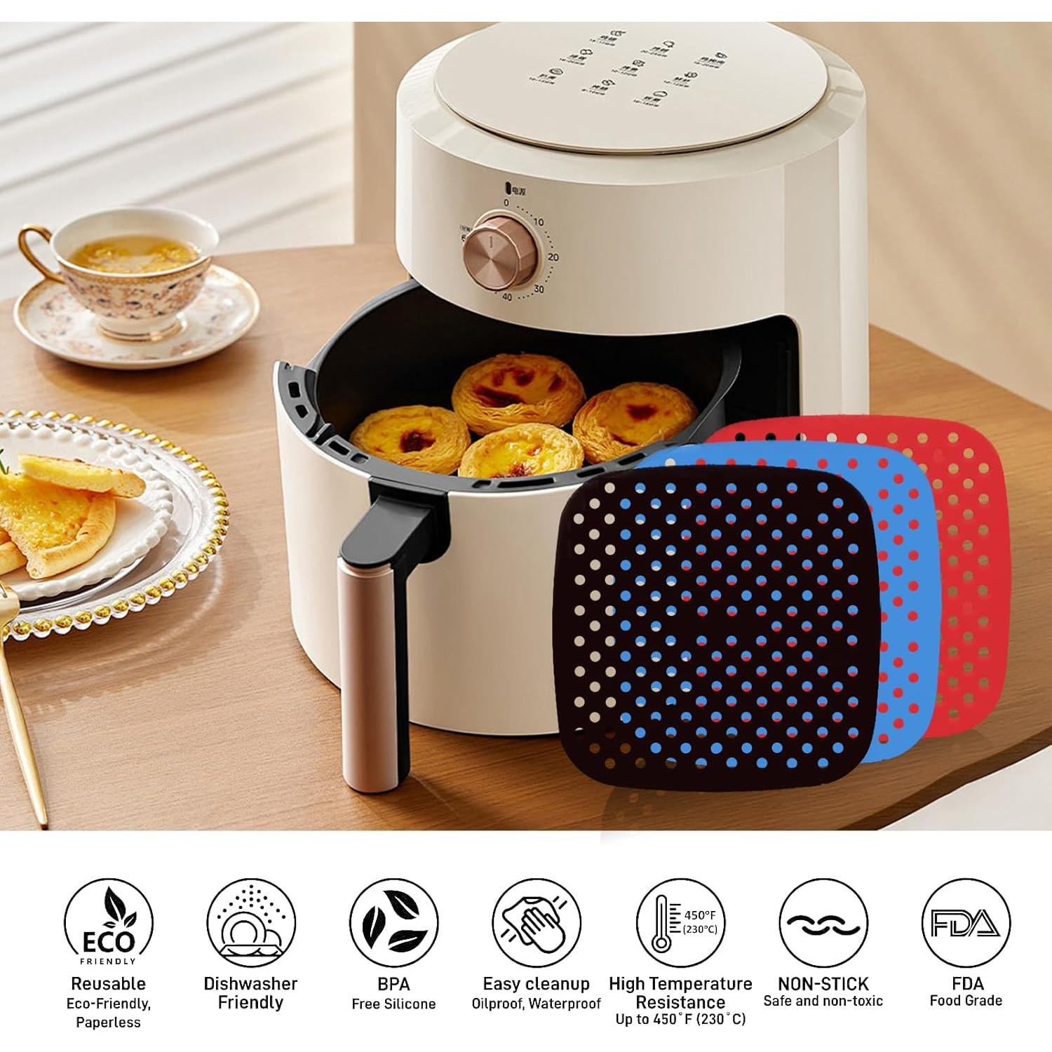 Forros de Silicona XHQHSZ para Freidora de Aire - 3 Tapetes Reutilizables