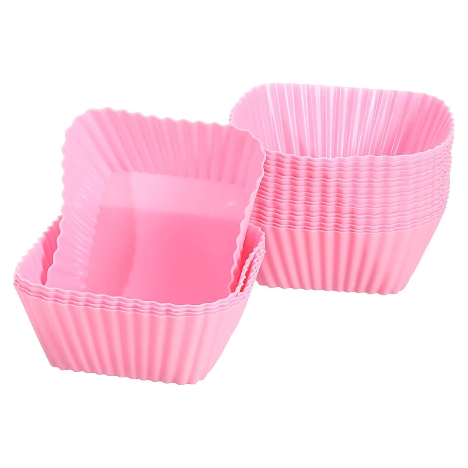 Moldes de Silicona Cuadrados uxcell - 18 Piezas Rosa Antiadherentes
