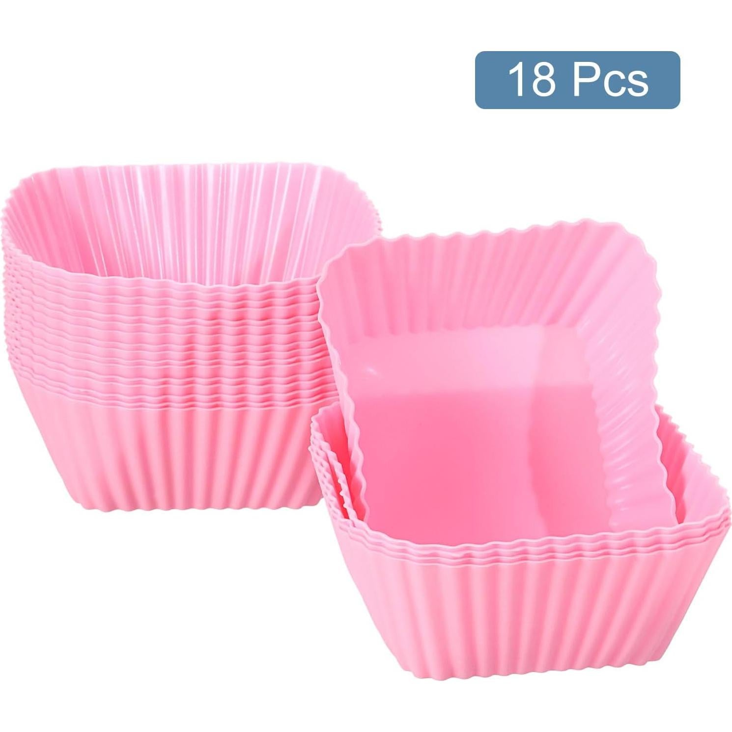 Moldes de Silicona Cuadrados uxcell - 18 Piezas Rosa Antiadherentes
