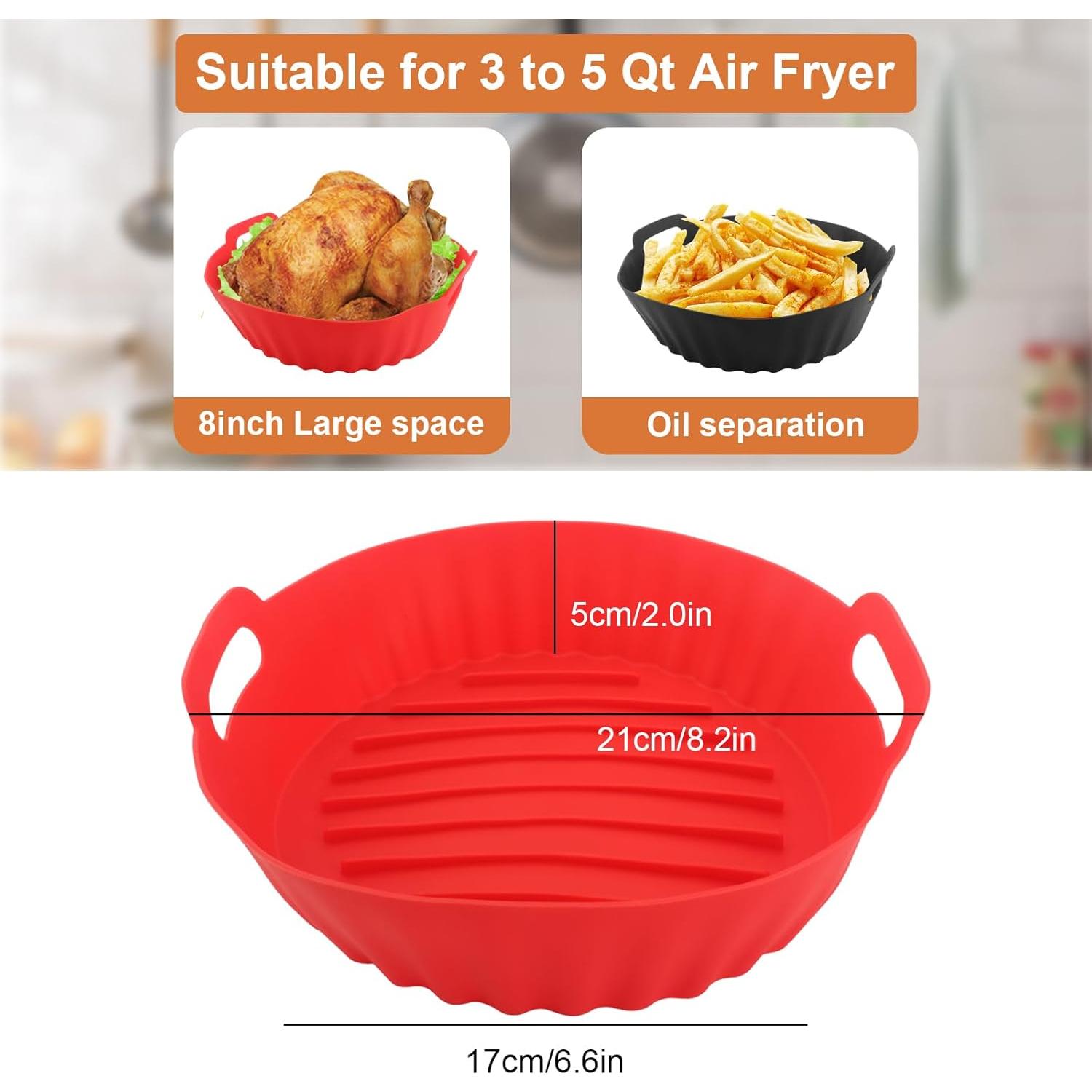 2 Ollas de Silicona Antiadherentes para Freidora de Aire 17x20cm