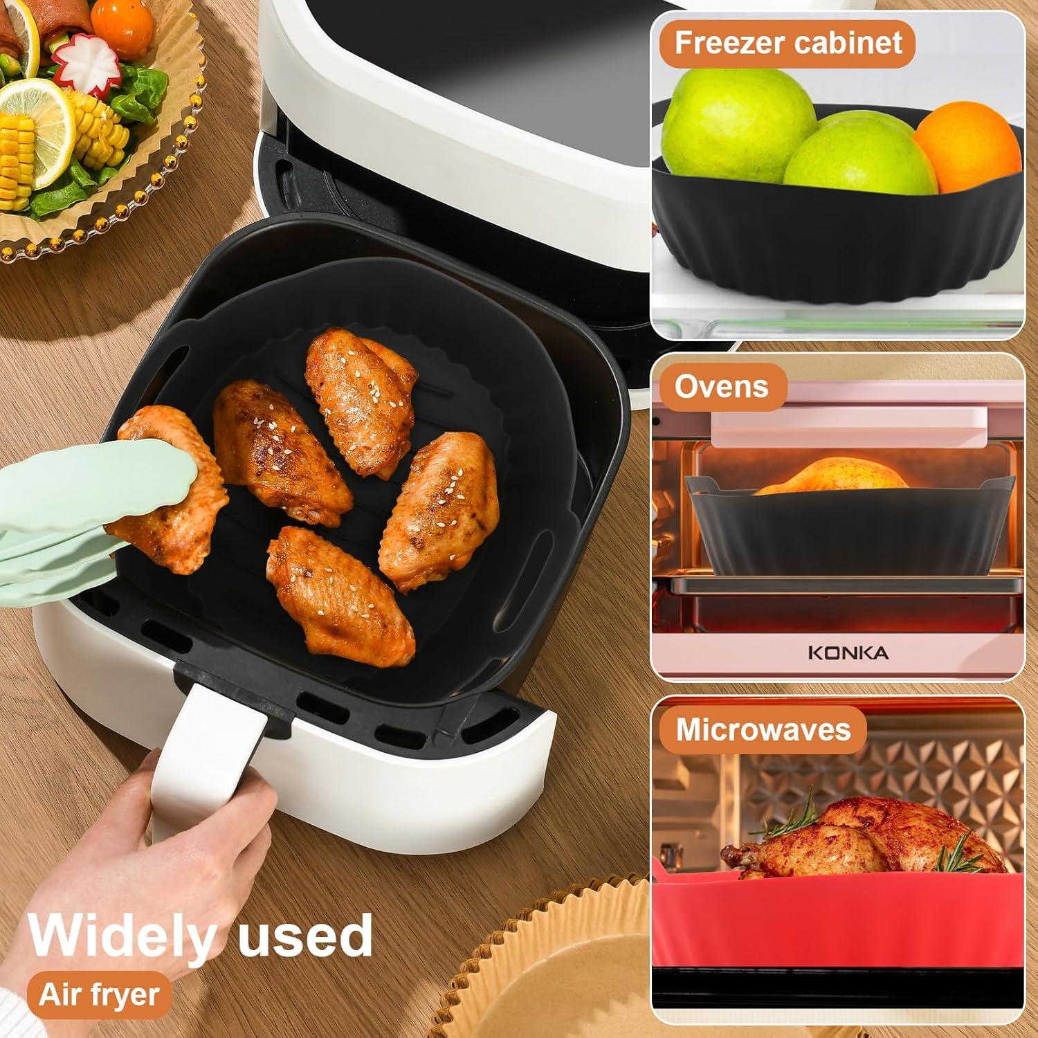 2 Ollas de Silicona Antiadherentes para Freidora de Aire 17x20cm