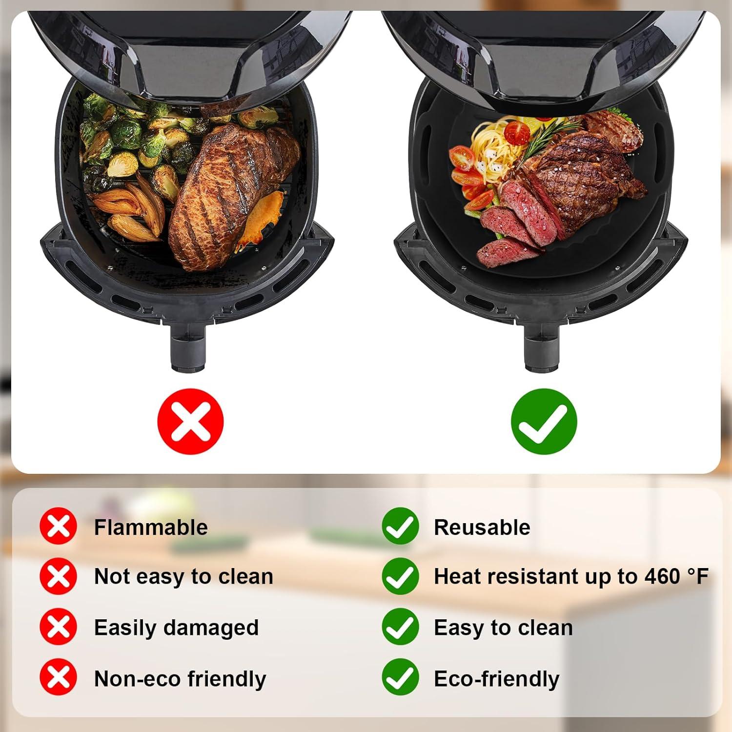 2 Ollas de Silicona Antiadherentes para Freidora de Aire 17x20cm