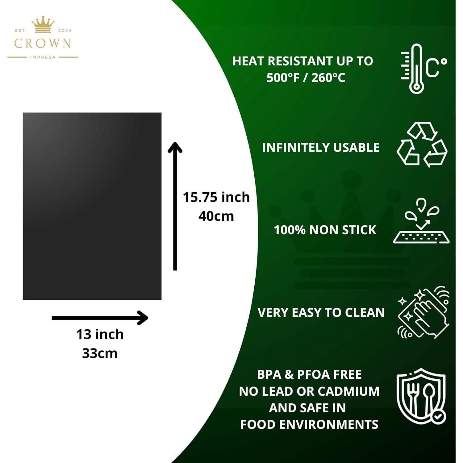 Forros de horno Crown 3 piezas silicona antiadherente 40x33cm