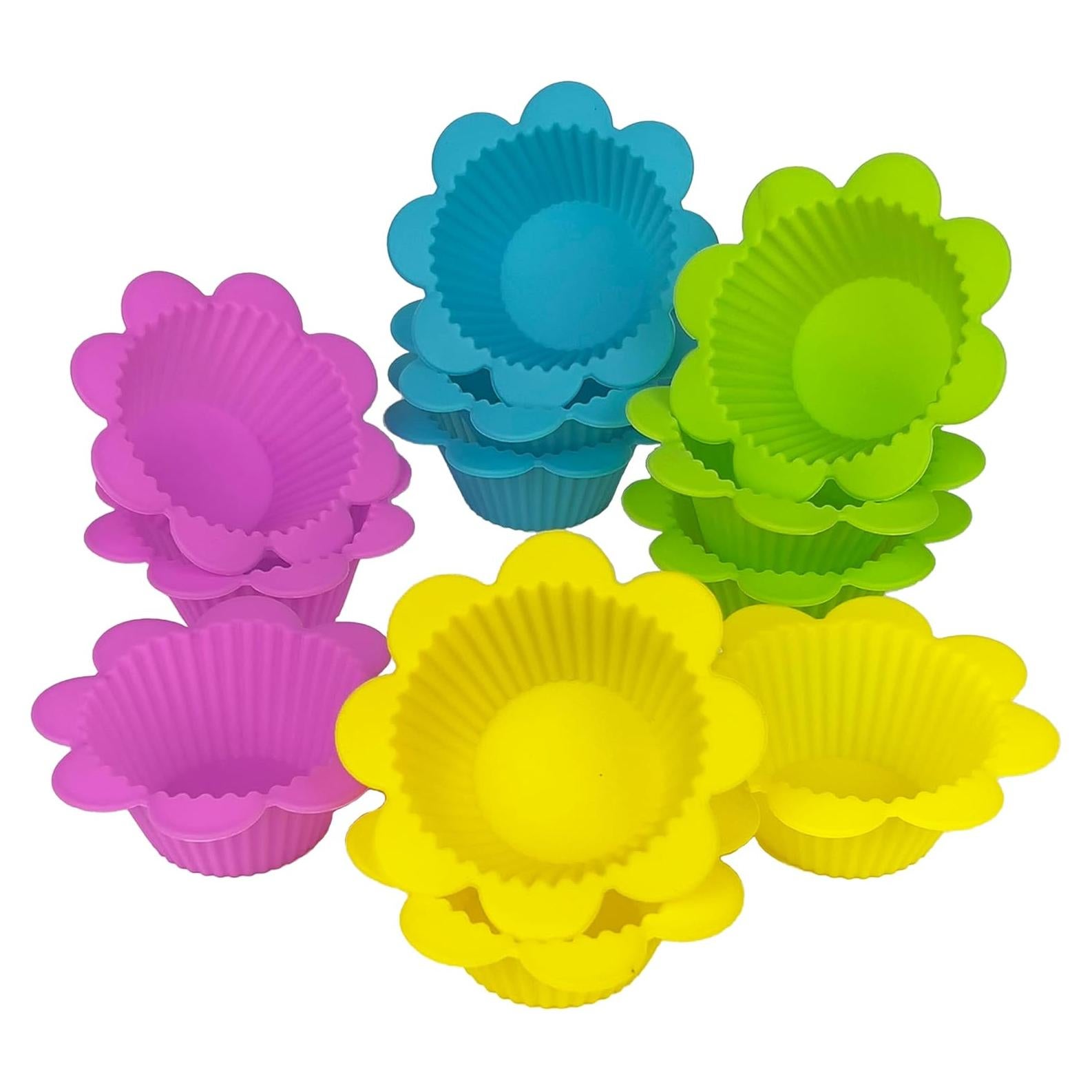 Moldes de Cupcake de Silicona Exultimate - Juego de 12 Flores